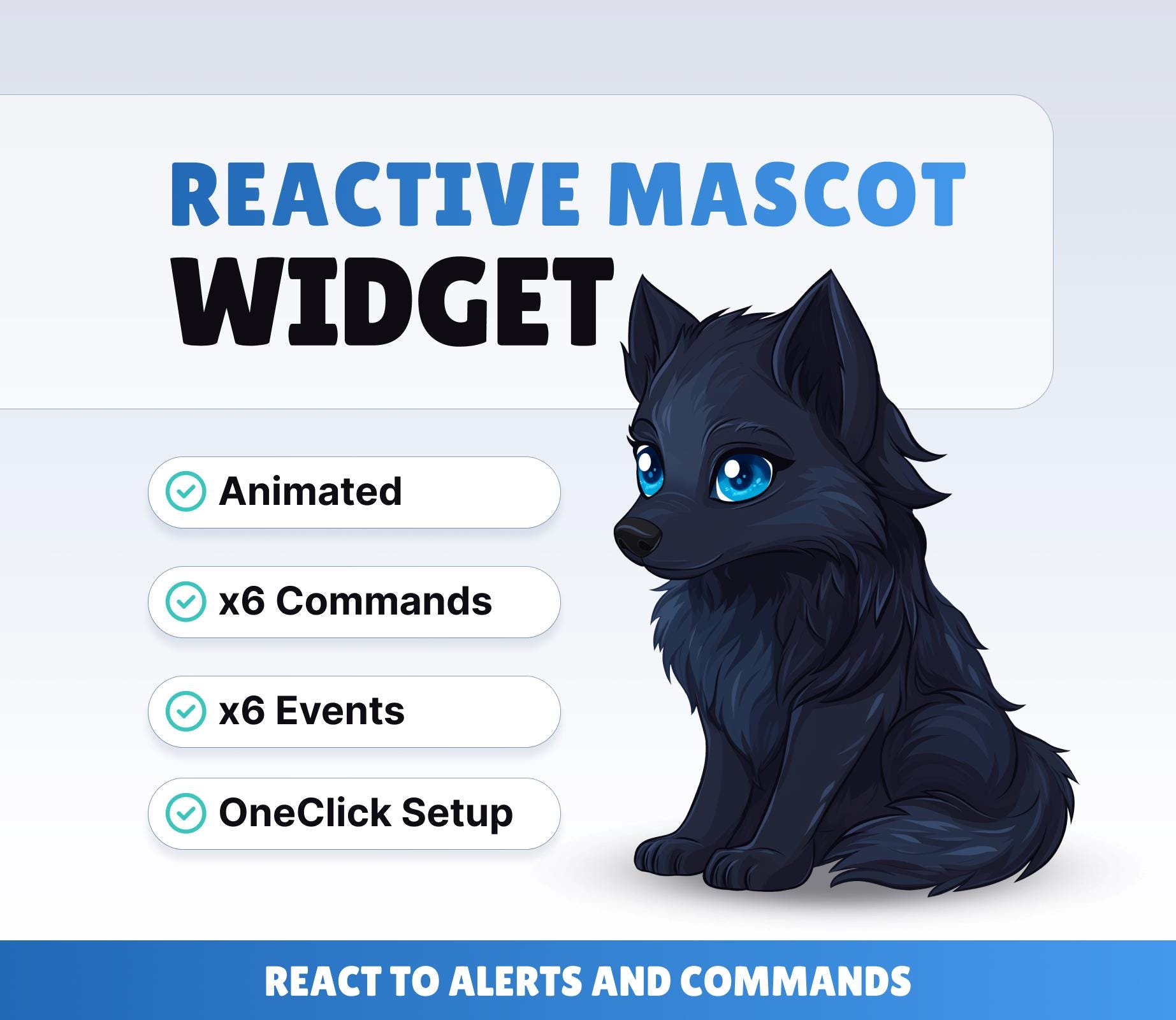 REACTIVE STREAM PET - Dark Wolf - Twitch Widget - Hd Files - Instant download - Setup with StreamElements // Compatible with Obs
