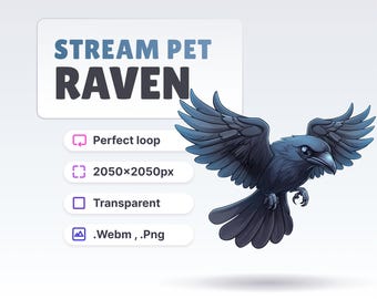 STREAM PET - Raven - Animated - Perfect Loop - Hd Files (2050x2050px) - Transparent background