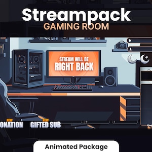 STREAMPACK - Gaming Room | Animated stream package | 1920x1080px | Overlays, Badges, Alerts, Scenes and more! Instant download