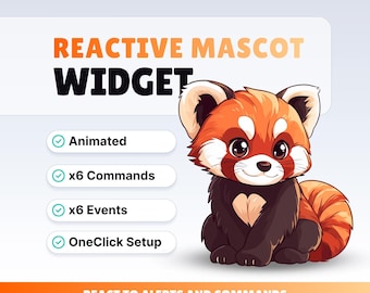REACTIVE STREAM PET - Red Panda - Twitch Widget - Hd Files - Instant download - Setup with StreamElements // Compatible with Obs