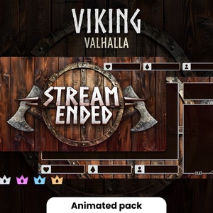 Kit de sobreposição VIKING VALHALLA - Pacote de stream Twitch - 1920x1080 - Sobreposições viking animadas - Cenas, emblemas, painéis, ... Download instantâneo