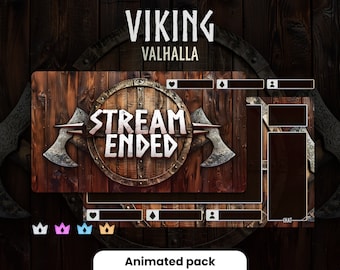 Paquete de superposiciones animadas para transmisiones en Twitch de Viking Valhalla (descarga instantánea)