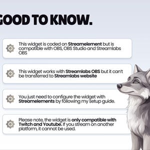 REACTIVE STREAM PET - Grey Wolf - Twitch Widget - Hd Files - Instant download - Setup with StreamElements // Compatible with Obs image 7