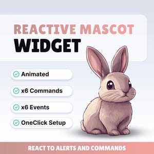 REACTIVE STREAM PET - Rabbit (beige) - Twitch Widget - Hd Files - Instant download - Setup with StreamElements // Compatible with Obs