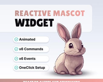 REACTIVE STREAM PET - Rabbit (beige) - Twitch Widget - Hd Files - Instant download - Setup with StreamElements // Compatible with Obs