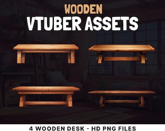 Holztisch VTuber Ressourcen – Rustikale Schreibtisch Illustration (PNG)