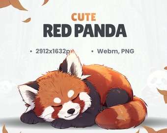 RED PANDA SLEEPING VTuber Pet - Low-Fi Chill pet - Twitch stream assets - Overlays decoration - animated and static - Instant download