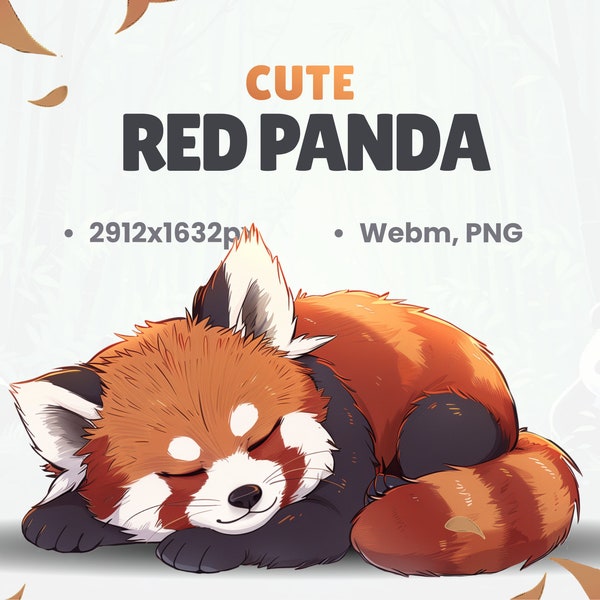 Animal de compagnie VTuber PANDA ROUGE DORMANT - Animal de compagnie Low-Fi Chill - Éléments de diffusion Twitch - Décoration de superpositions - animé et statique - Téléchargement instantané