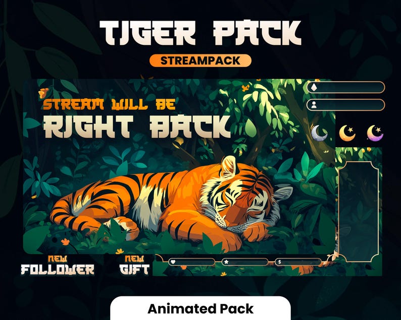 Tiger Rip Overlay STREAM PACK - Tiger - 1920x1080px - Animated - Forest - Overlays ...