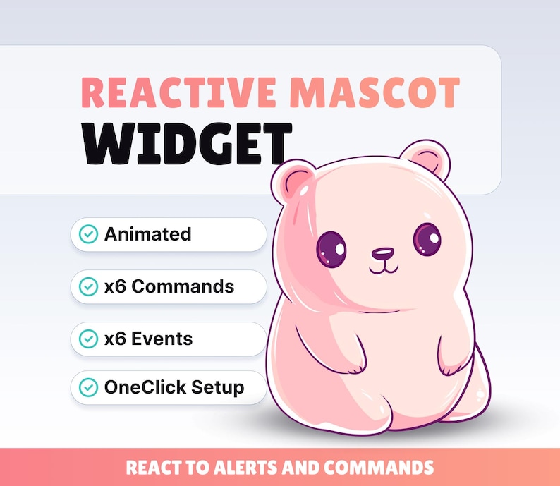 REACTIVE STREAM PET - Kawaii Bear - Twitch Widget - Hd Files - Instant ...