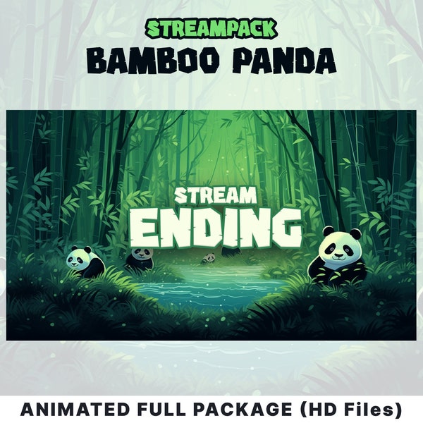 CUTE PANDA BAMBOO Stream Overlay // Full package // Screens, Alerts, Overlays, Panels,... // Animated Hd files // Twitch Obs