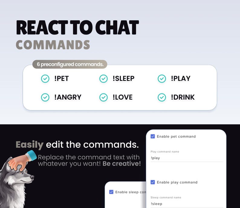 REACTIVE STREAM PET - Grey Wolf - Twitch Widget - Hd Files - Instant download - Setup with StreamElements // Compatible with Obs image 3
