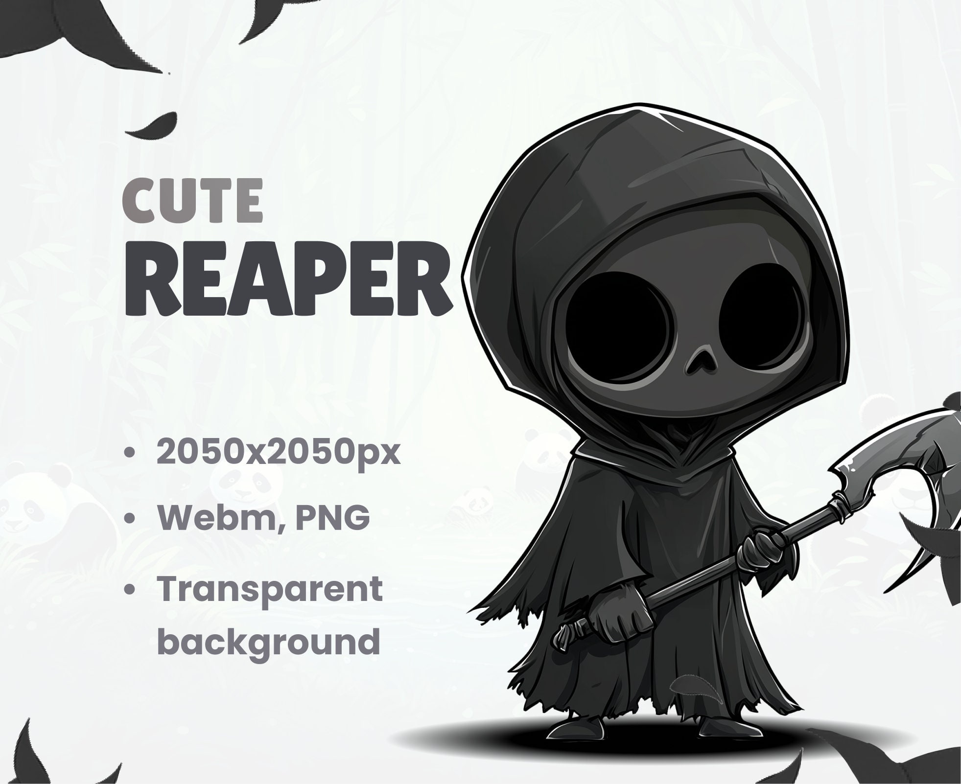 VTUBER PET - Reaper - Gothic Stream decoration - OBS - Animated dark Death Reaper - Stream Asset - PNGTuber friends - Hd - Mystic, Black ...
