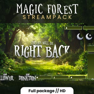 Pacote de transmissão MAGIC FOREST | 1920x1080px | Pacote de transmissão completo | Sobreposições, cenas, emblemas ... | Animado | Twitch / Kick / Youtube