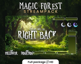 Magic Forest Stream Package | Animated Overlays, Scenes, Badges