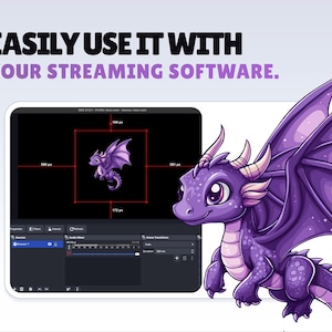 REACTIVE STREAM PET - Purple Dragon - Twitch Widget - Hd Files - Instant download - Setup with StreamElements // Compatible with Obs image 6
