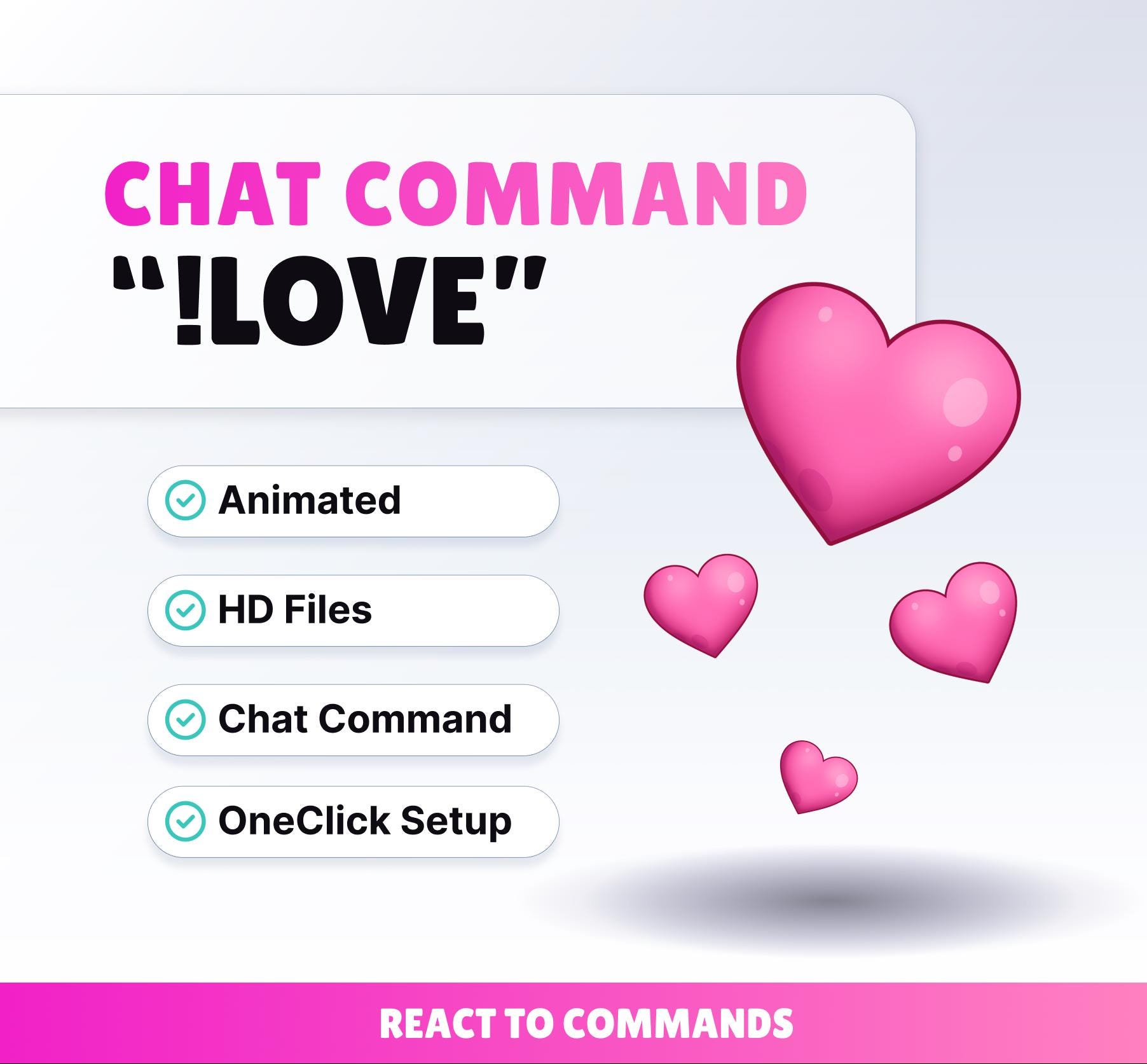 STREAM COMMAND WIDGET - Love Rain - Chat Command for Twitch and Youtube // Instant Download