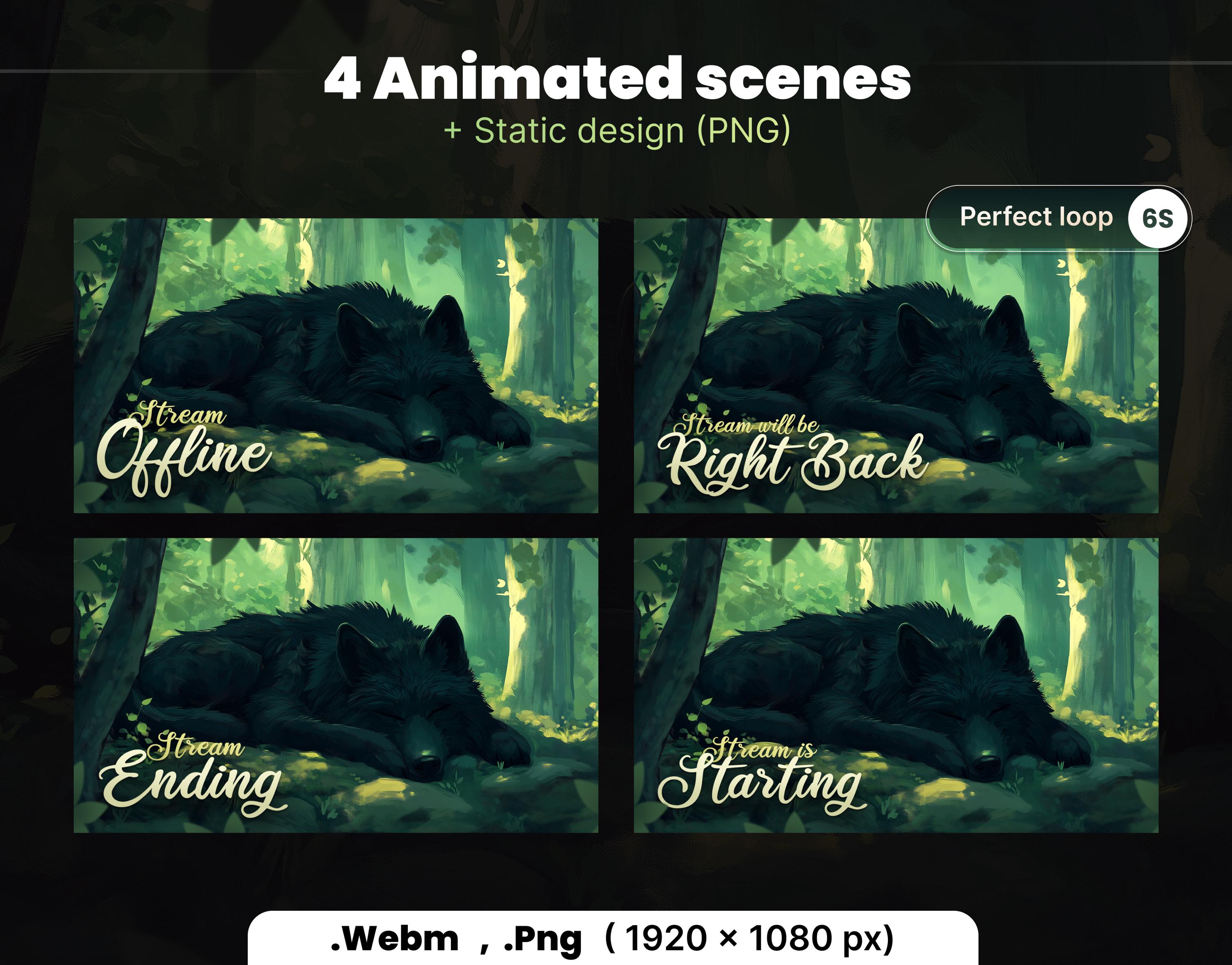STREAM PACK - Dark Wolf - 1920x1080px - Animated - Forest - Overlays ...
