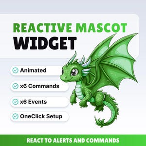 REACTIVE STREAM PET - Green Dragon - Twitch Widget - Hd Files - Instant download - Setup with StreamElements // Compatible with Obs