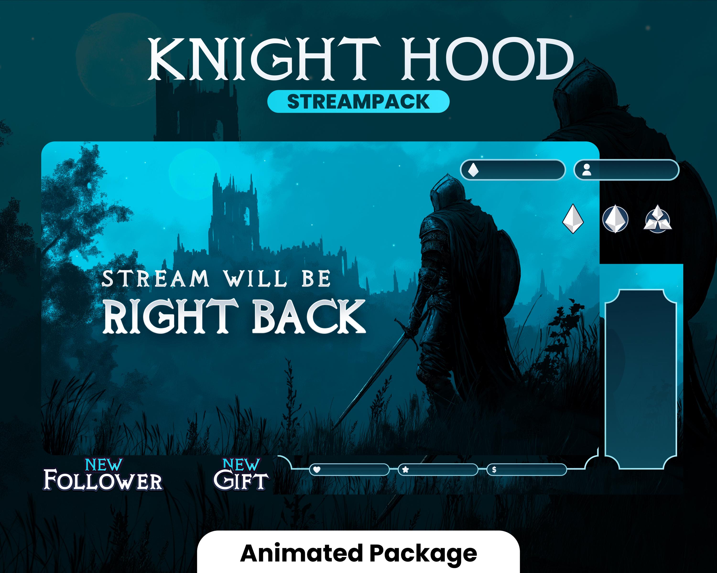 STREAM PACK - Knight Hood - 1920x1080px - Animated Pack - Medieval - Overlays, Scenes, Alerts and more! Instant download