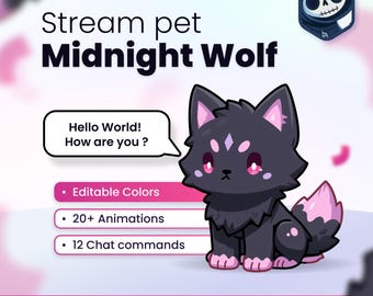 Reactive Stream Pet - Midnight Wolf // Chat Commands - Alerts - Channel Points // Twitch, Youtube and Kick