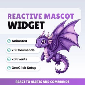 REACTIVE STREAM PET - Purple Dragon - Twitch Widget - Hd Files - Instant download - Setup with StreamElements // Compatible with Obs