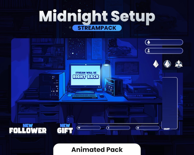 STREAM PACK - Midnight Setup - 1920x1080px - Animated - Black and Blue ...