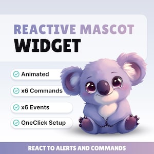 Widget de Twitch de koala animado: alertas y eventos de transmisión (descarga instantánea)