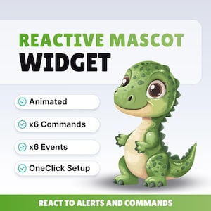 REACTIVE STREAM PET - Dino - Twitch ウィジェット - HD ファイル - 即時ダウンロード - StreamElements でセットアップ // Obs と互換性あり