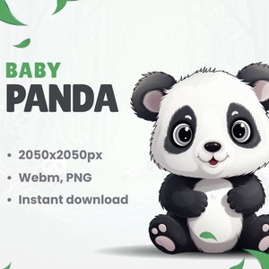 VTUBER PET Baby Panda - Stream asset - Animated stream decoration - PNG and Webm - Transparent background - Cute Panda