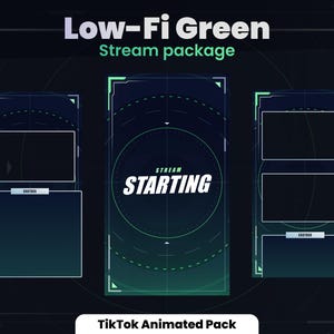TIKTOK STREAMPACK | Low-Fi Green | Animerat streampaket | Telefonstorlek | Överlägg, scener, aviseringar och mer! Direkt nedladdning