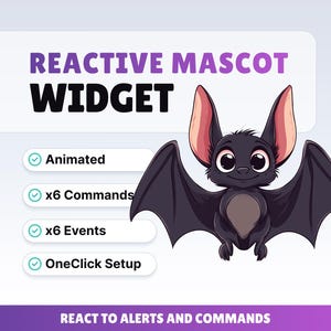 REACTIVE STREAM PET - Bat - Twitch Widget - Hd Files - Instant download - Setup with StreamElements // Compatible with Obs