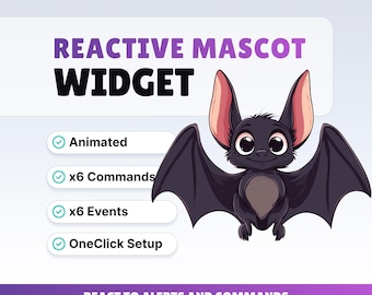 REACTIVE STREAM PET - Bat - Twitch Widget - Hd Files - Instant download - Setup with StreamElements // Compatible with Obs