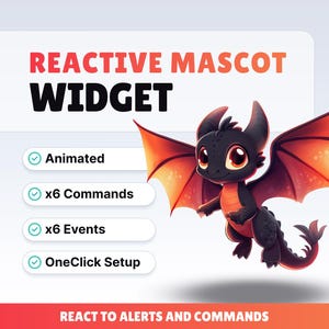 MASCOTA DE TRANSMISIÓN REACTIVA - Dragón de Fuego - Widget de Twitch - Archivos HD - Descarga instantánea - Configuración con StreamElements // Compatible con Obs