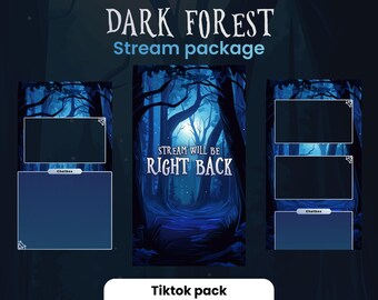 TIKTOK STREAMPACK / Bosque oscuro / Paquete de transmisión animada / Tamaño de teléfono / Superposiciones, escenas, alertas y más. Descarga instantánea