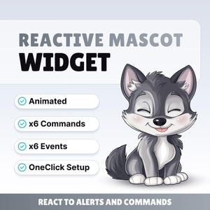 REACTIVE STREAM PET - White Wolf - Widget Twitch - File HD - Download immediato - Configurazione con StreamElements // Compatibile con Obs