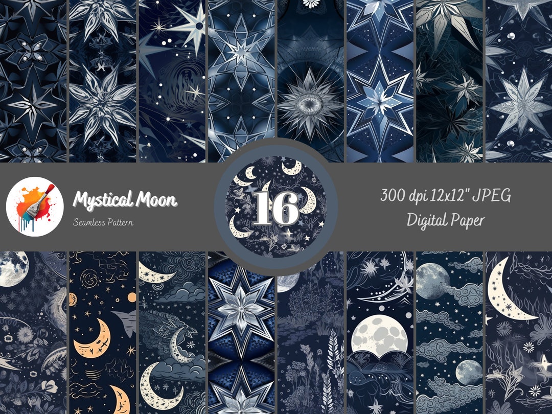 Mystic Moon Tiles Digital Seamless Paper Scrapbook Paper in - Etsy