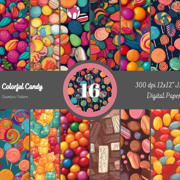 Colorful Candy Tiles,  Digital Seamless Paper, Scrapbook Paper in Bright Colors - Digital Download