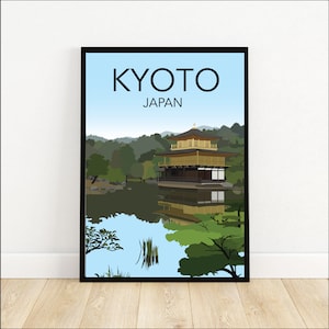 Impressão de viagem do Japão, arte de parede, arte de parede do Templo Dourado de Kyoto, pôster de viagem do Japão, arte de viagem do Templo Dourado, impressão da cidade de Kyoto
