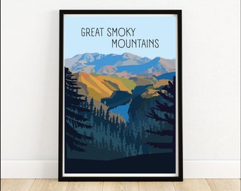 Great Smoky Mountains National Park Print | Tennessee Wall Art | Mountain Landscape Poster | Hiking Gift | Nature Home Decor