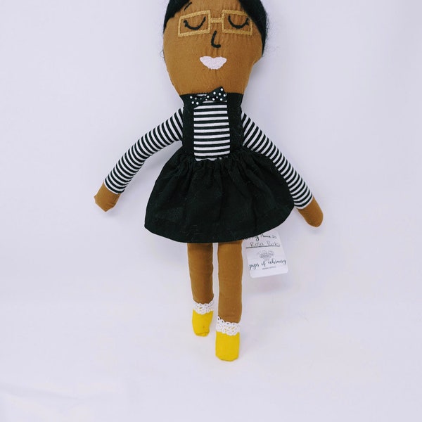 Rosa Parks look alike doll: handmade doll, hand sew Rosa parks doll, herstory doll, famous figures doll, dolls of color