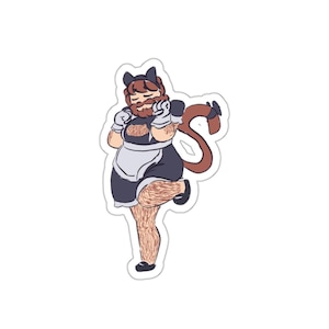 Curvy Cat Boy Maid Vinyl Sticker