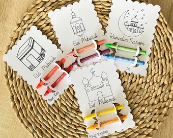 Customizable Eid Mubarak Coloring Cards