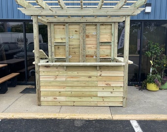 Pergola Bar: Wooden Outdoor Patio Bar with Corrugated Metal Roof