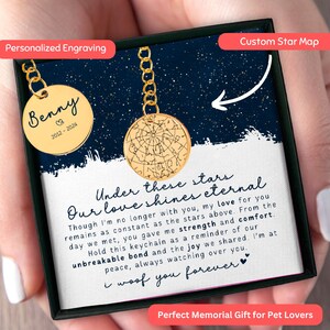 Porte-clés personnalisé de carte d'étoile commémorative d'animal de compagnie pour des professionnels de santé | Cadeau personnalisé pour la perte d'un chien | Bijoux souvenirs sincères pour le deuil
