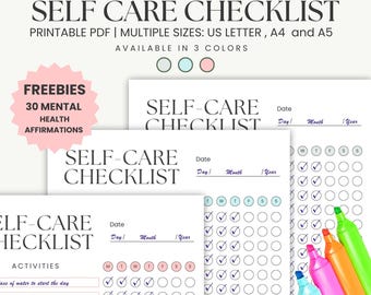 Self Care Journal, Self Care Checklist, Self Improvement, Self Care Planner, Journal Page, Self Care Tracker, Monthly Tracker, Habit Tracker