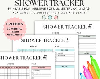Shower Tracker Printable, Daily Hygiene Tracker Template, Editable Bathing Log for Caregivers, Self Care Checklist, Instant Download PDF