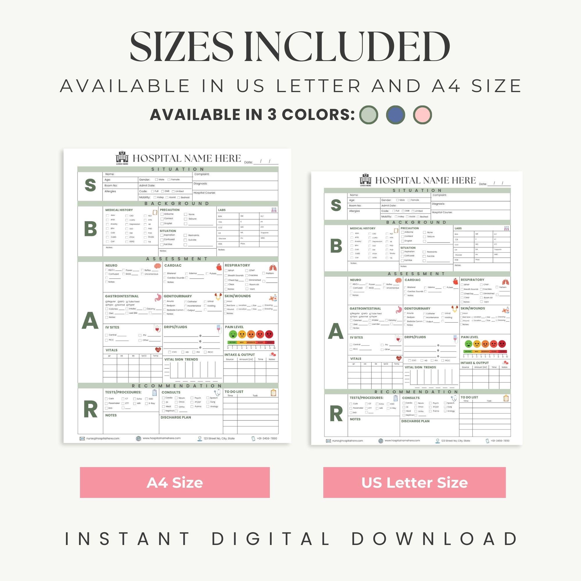 Editable SBAR Nurse Report Sheet Canva Template for Nurses Nursing ...