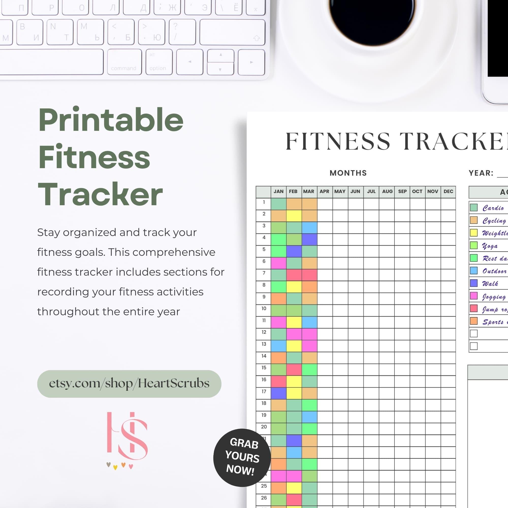 Exercise Tracking Template Fun Workout Tracker Printable, Exercise Log PDF, Gym Fitness Planner, Daily ...