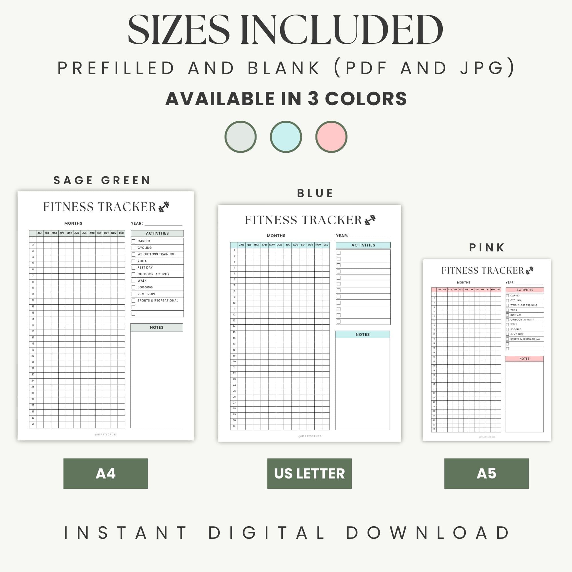 Exercise Tracking Template Fun Workout Tracker Printable, Exercise Log PDF, Gym Fitness Planner, Daily ...